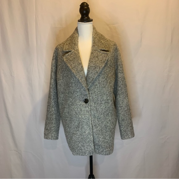 Forever 21 Gray Wool Blend Boucle Cocoon Car Coat Size M - Picture 8 of 8